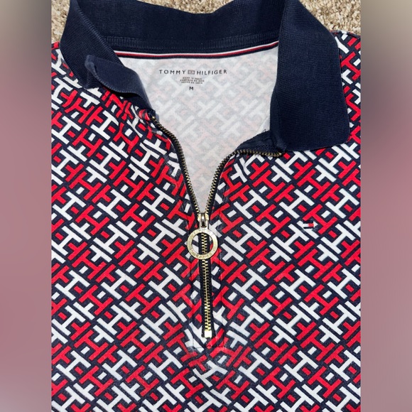 Tommy Hilfiger Women's Front Zip Printed Polo Shirt Size M - Picture 6 of 12